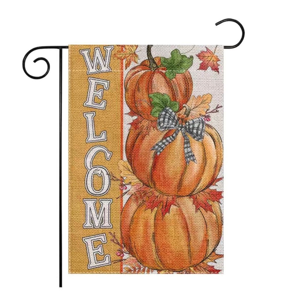 Double Sided Welcome Pumpkin Fall Garden Flag Decor